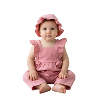 Salopette+ Cappellino in Lino Corredino - Neonata