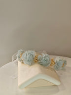 Coroncina Copricapo Arco con Fiori di Bambula e Nastri Siena