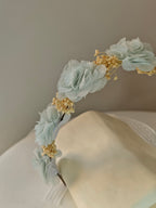 Coroncina Copricapo Arco con Fiori di Bambula e Nastri Siena