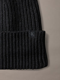 Cappello Cuffia a Coste Monogram Ragazzi Nero Calvin Klein