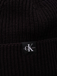 Cappello Cuffia a Coste Monogram Ragazzi Nero Calvin Klein