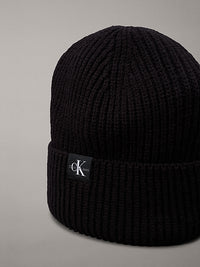 Cappello Cuffia a Coste Monogram Ragazzi Nero Calvin Klein