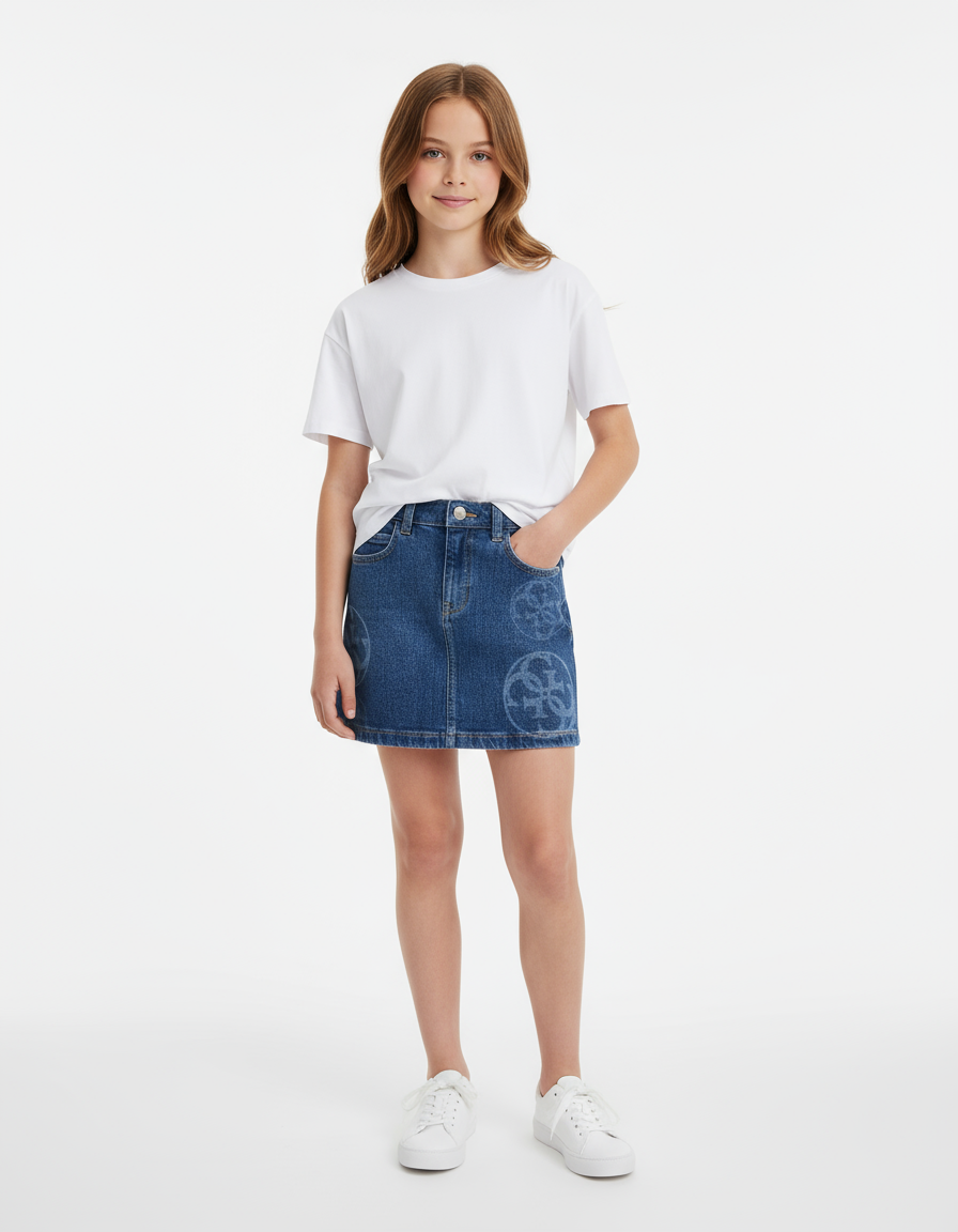 COMFORT DENIM SKIRT W/LASER