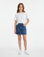 COMFORT DENIM SKIRT W/LASER