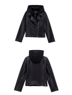 PU HOODED LS JACKET W/ZIP