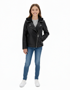 PU HOODED LS JACKET W/ZIP