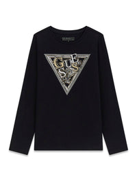 T-shirt con Paillettes Sul Logo Guess - Bambina