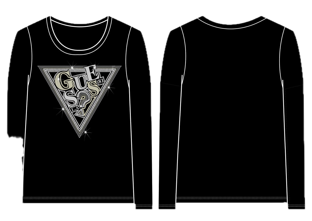 T-shirt con Paillettes Sul Logo Guess - Bambina