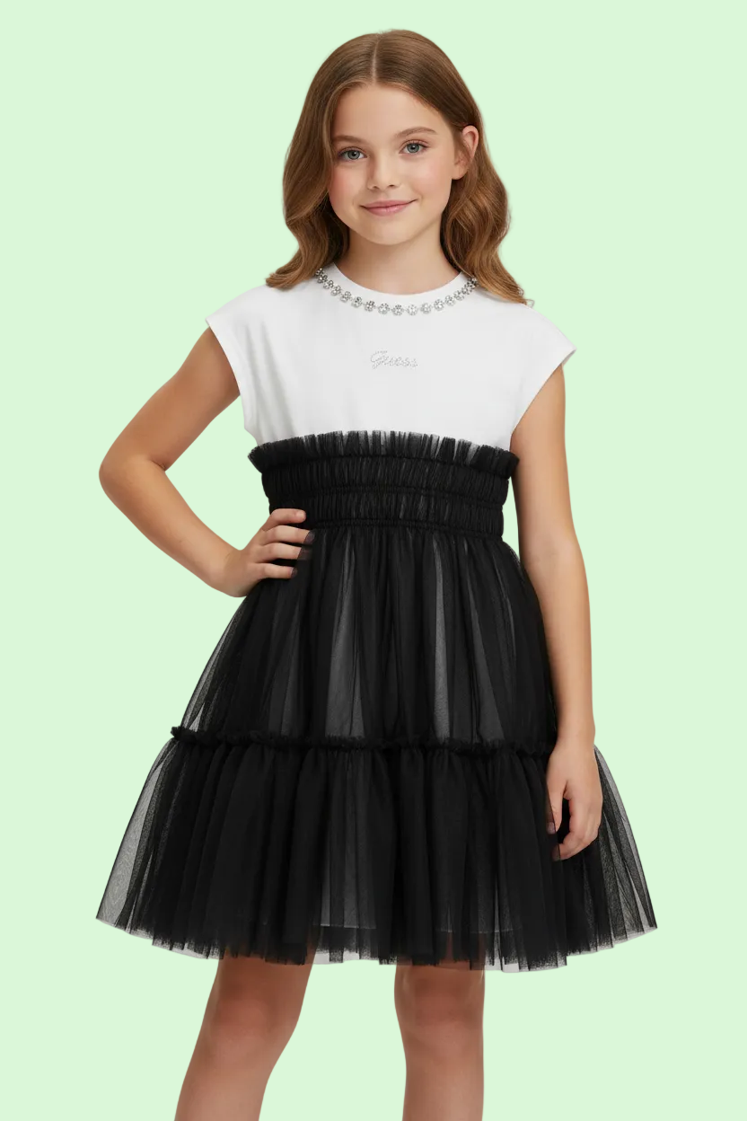 VESTITO CON TULLE E STRASS GUESS