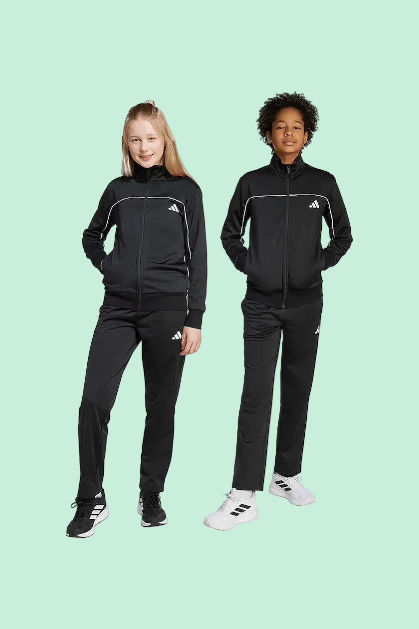 TUTA NERA CON ZIP CON LOGO ADIDAS