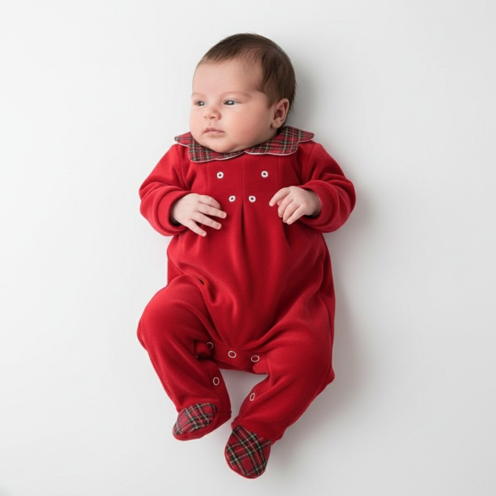 TUTINA CINIGLIA NATALE  NEONATA CON COLLETTO IN TARTAN