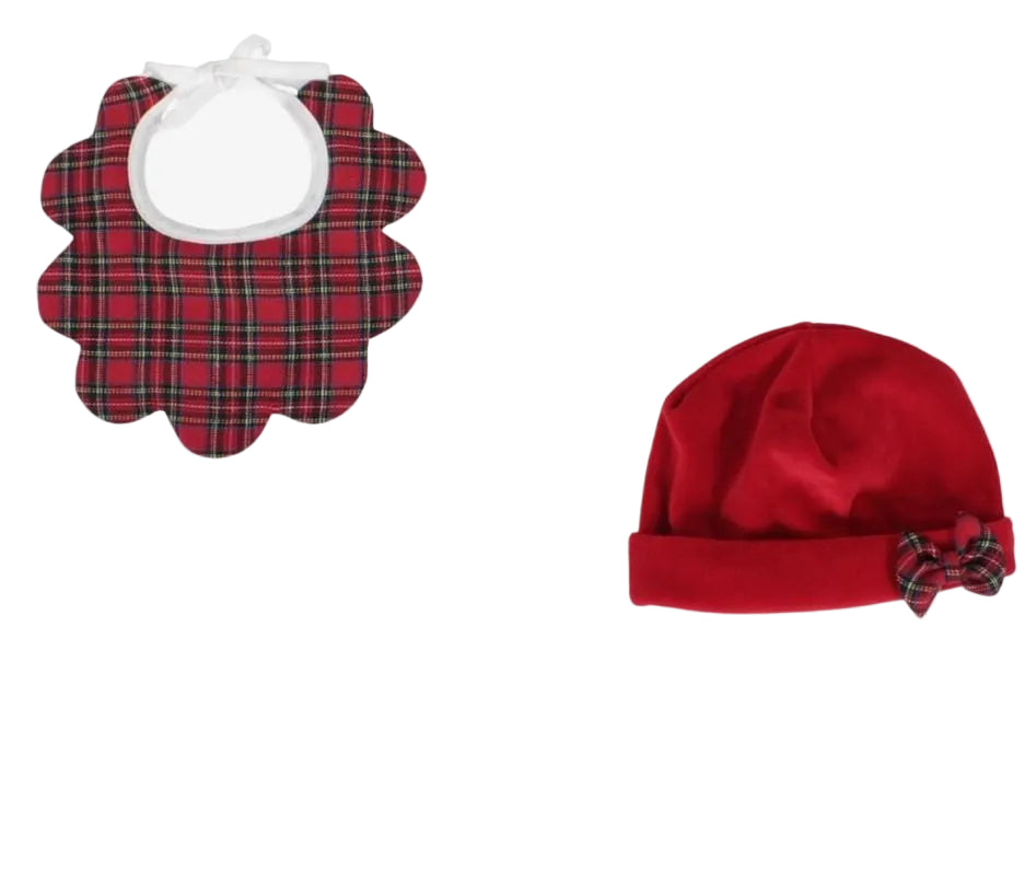 Set Baby Bavetta e Cappellino Natale Neonata Klaiadì Klaiadi'