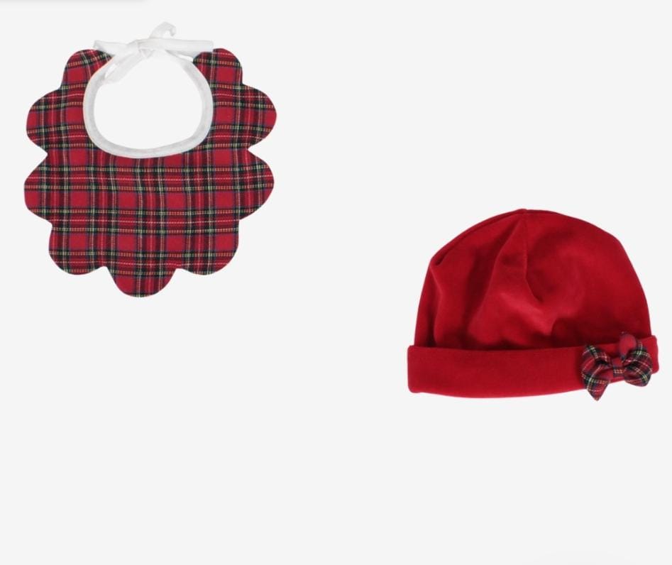 SET BABY BAVETTA E CAPPELLINO NATALE NEONATA KLAIADì
