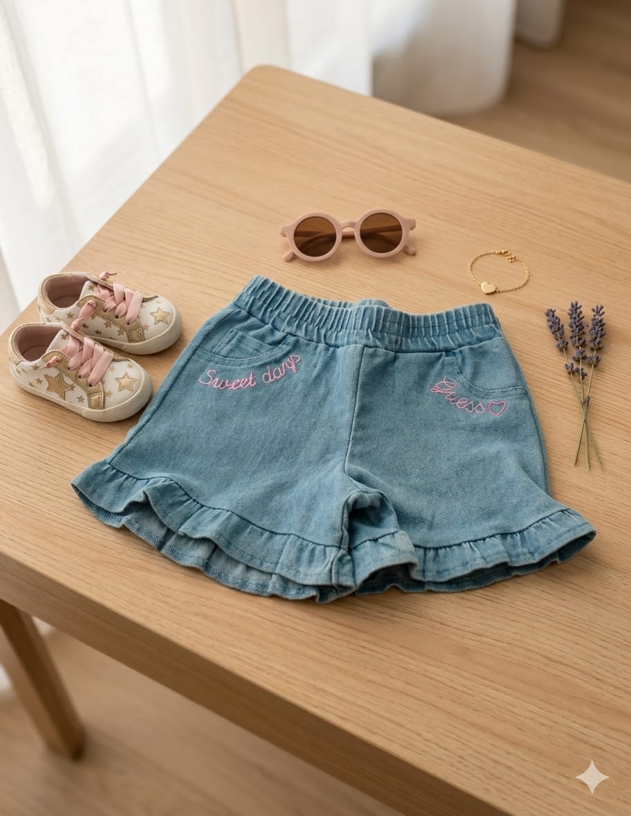 PANTALONCINI DI JEANS ELASTICIZZATI GUESS NEONATA-BAMBINA