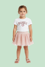 T-SHIRT GUESS CON PAILLETTES + GONNA A RETE