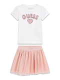 T-shirt Guess con Paillettes + Gonna a Rete - Bambina