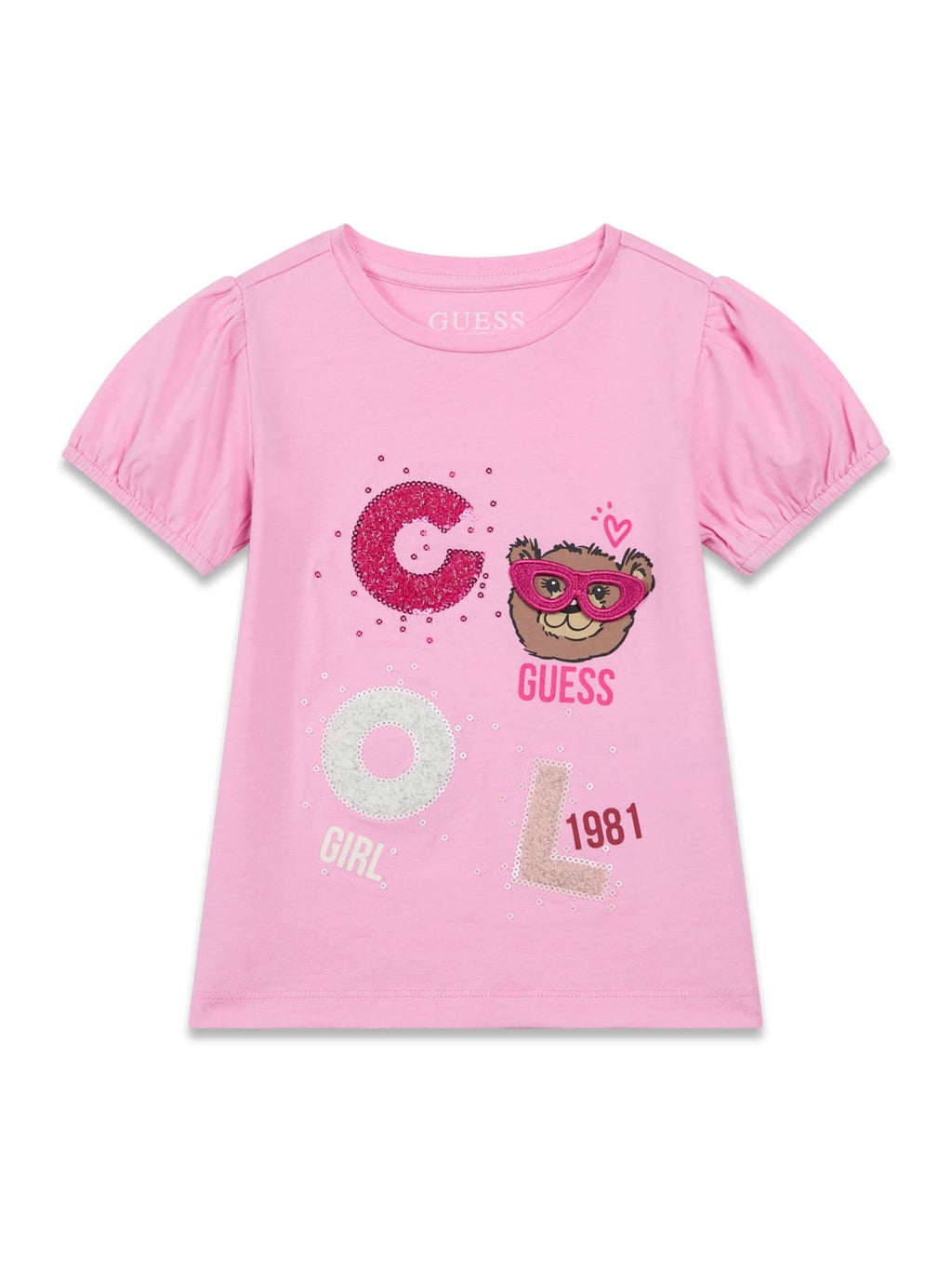 T-SHIRT ROSA CON ORSETTO GUESS