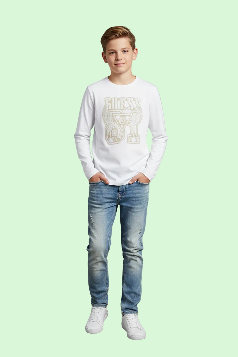 T-SHIRT CON STAMPA E LOGO GUESS