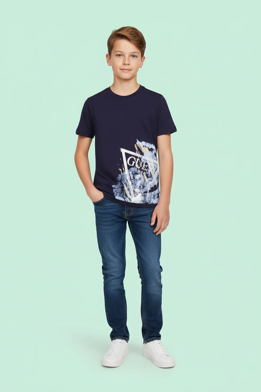 T-SHIRT CON LOGO E STAMPA GUESS