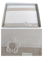 Lenzuolino carrozzino nea BIANCO E BEIGE COORDINABILE