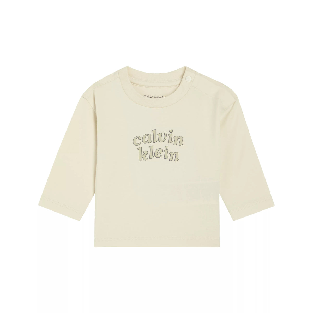 T-shirt Maniche Lunghe Logo Archivio Neonato Tortora Calvin Klein