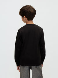 T-shirt Maniche Lunghe con Taschino Bambino Nera Calvin Klein
