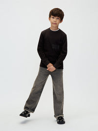 T-shirt Maniche Lunghe con Taschino Bambino Nera Calvin Klein