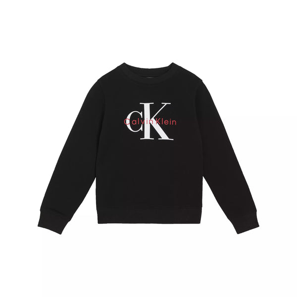 Felpa Girocollo Logo Bambini Nera Calvin Klein