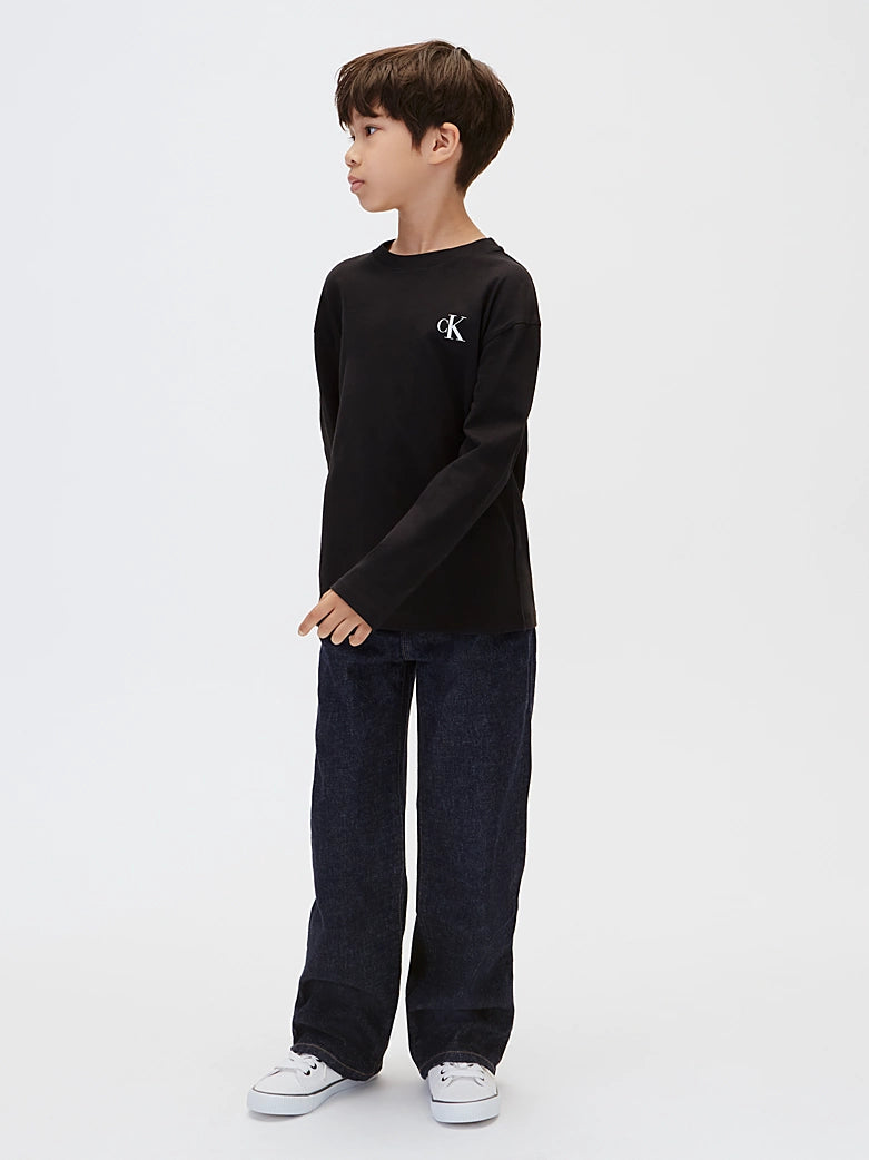 Set 2 T-shirt Maniche Lunghe Monogram Ragazzo Nero e Bianco Calvin Klein