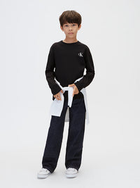 Set 2 T-shirt Maniche Lunghe Monogram Ragazzo Nero e Bianco Calvin Klein