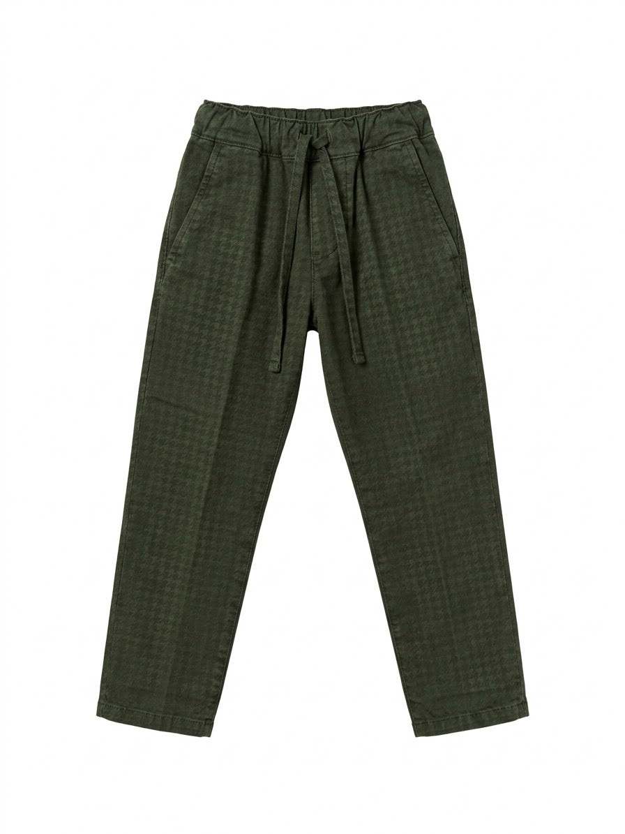 Pantalone Morbido a Quadri Bambino Verde Manuell & Frank