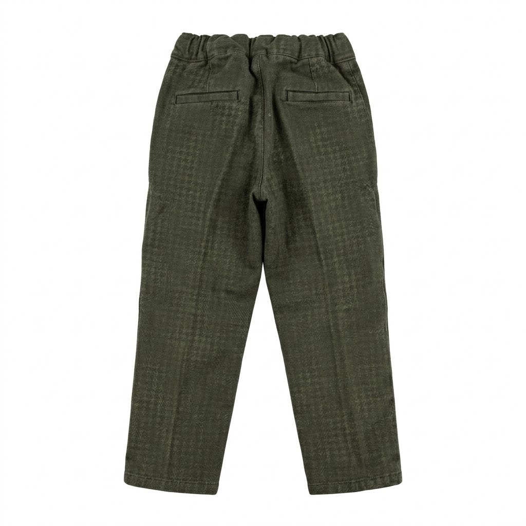 Pantalone Morbido a Quadri Bambino Verde Manuell & Frank