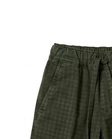 Pantalone Morbido a Quadri Bambino Verde Manuell & Frank