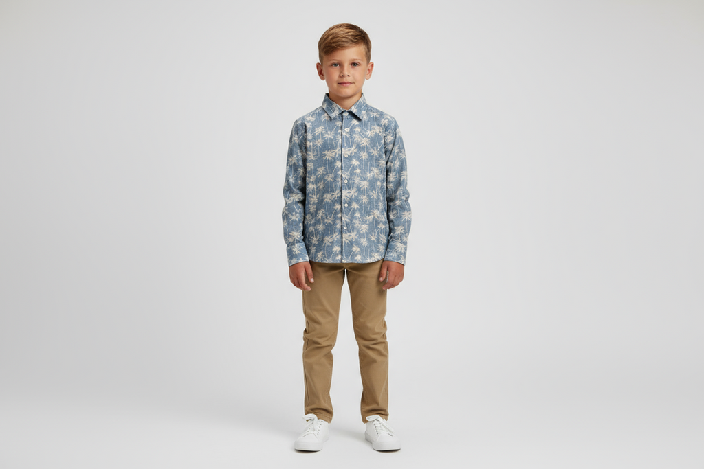 CAMICIA FANTASIA  BASE AZZURRA BAMBINO