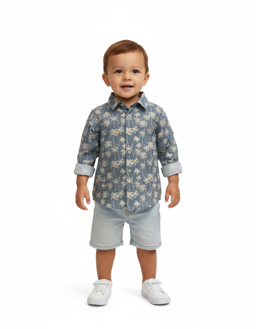 CAMICIA FANTASIA BASE AZZURRA NEW BORN