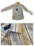 CAMICIA A RIGHE BEIGE E AZZURRO BAMBINO