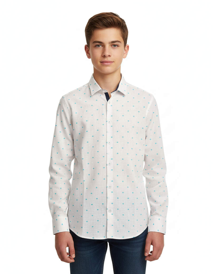 CAMICIA FANTASIA QUADRETTI AZZURRO RAGAZZO