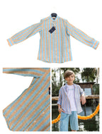 CAMICIA  A RIGHE COLLO ALLA COREANA BAMBINO