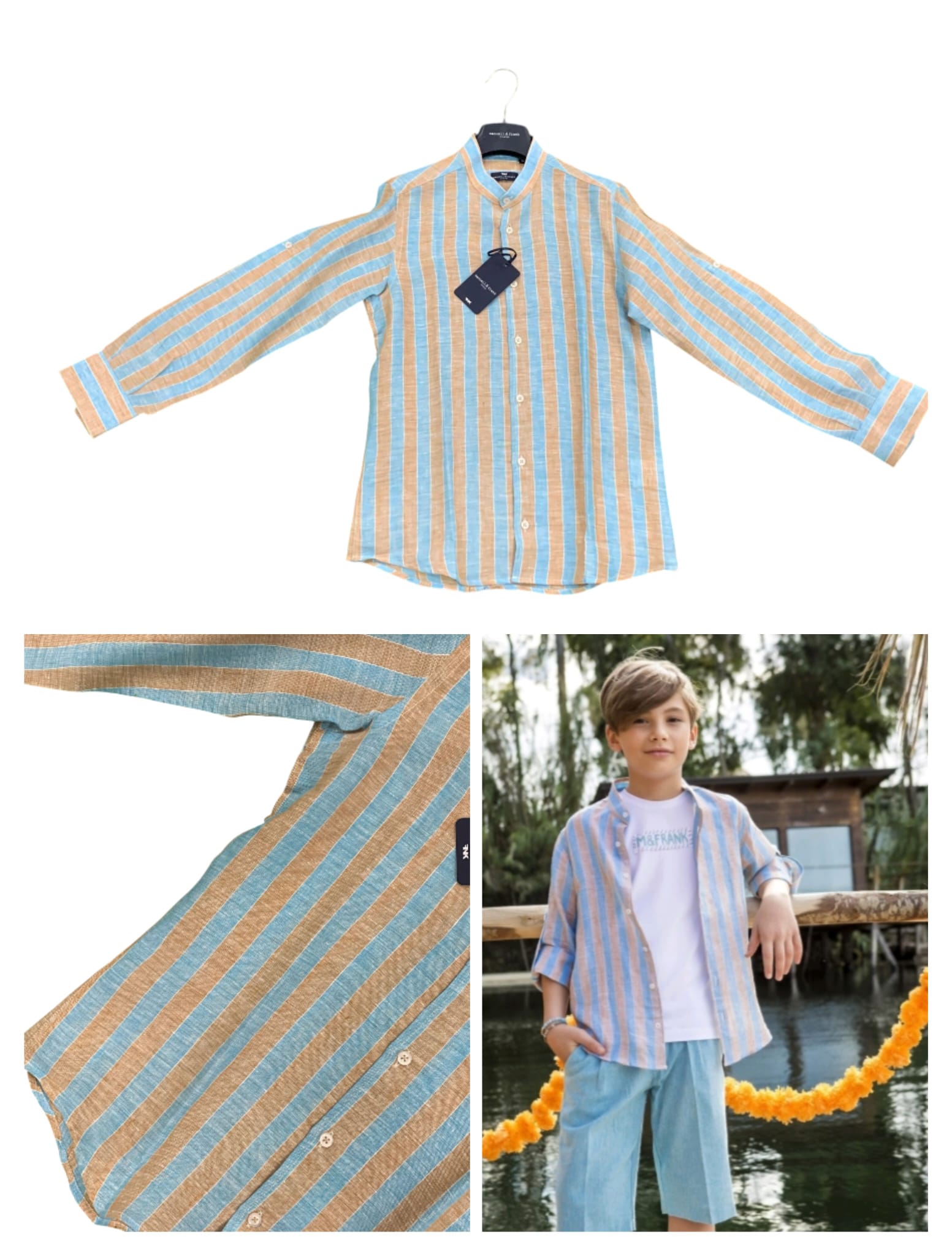 CAMICIA A RIGHE COLLO ALLA COREANA RAGAZZO