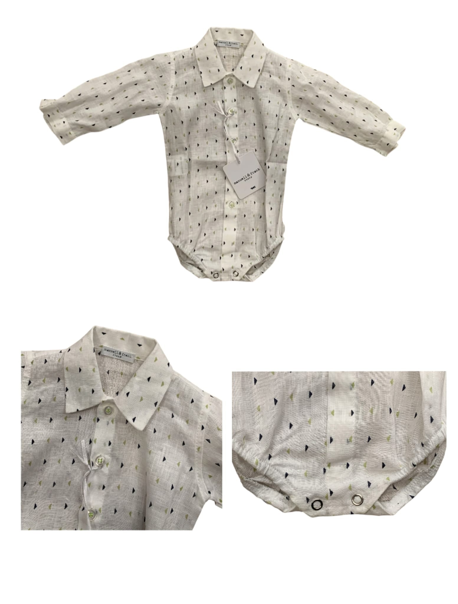 CAMICIA/BODY NEW BORN FANTASIA ROMBO BLU E VERDE