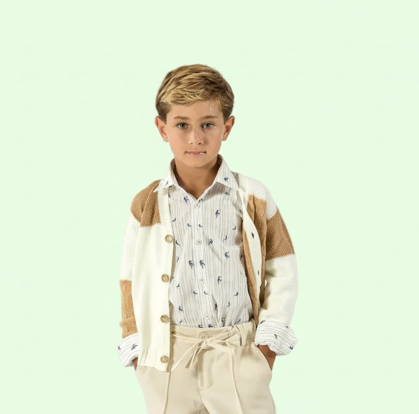 CARDIGAN BAMBINO MANUELL & FRANK PANNA/BEIGE