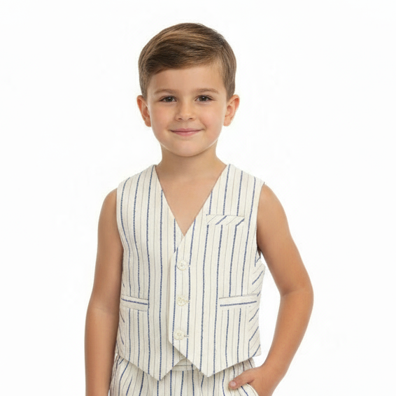 Panciotto con Riga Royal su Base Bianca Bambino Coordinabile