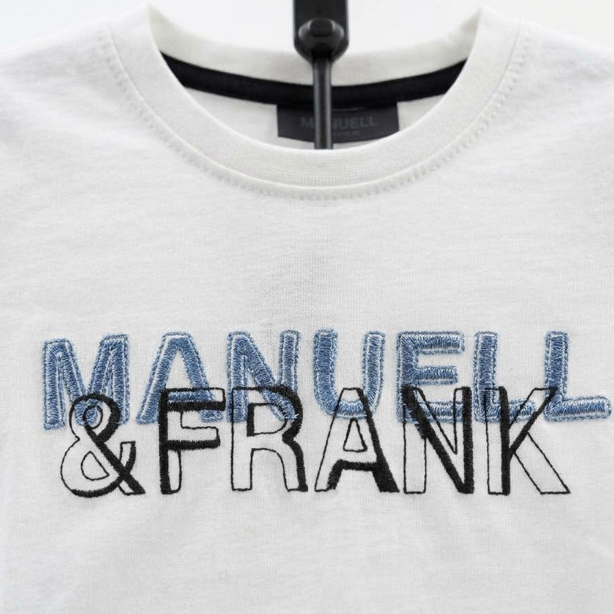 T-shirt Maniche Lunghe Logo Neonato Panna Manuell & Frank