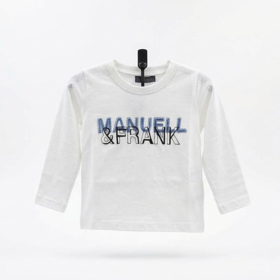 T-shirt Maniche Lunghe Logo Neonato Panna Manuell & Frank