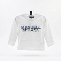 T-shirt Maniche Lunghe Logo Neonato Panna Manuell & Frank