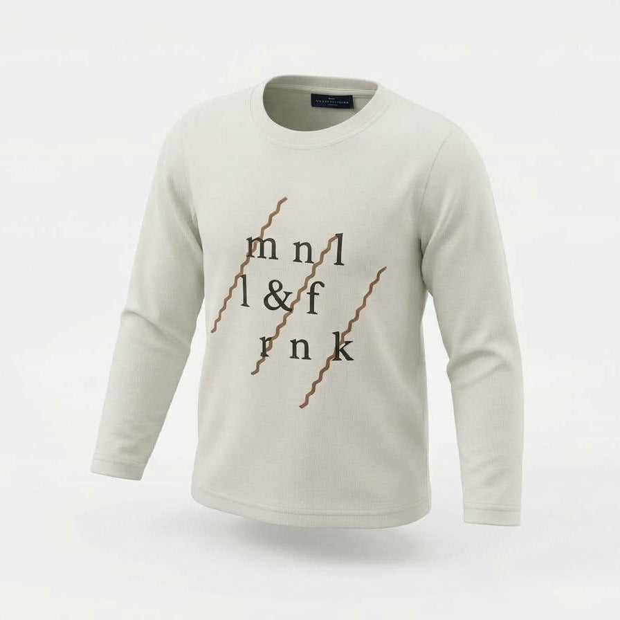 T-shirt Maniche Lunghe Logo Bambino Panna Manuell & Frank