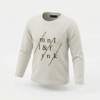 T-shirt Maniche Lunghe Logo Bambino Panna Manuell & Frank