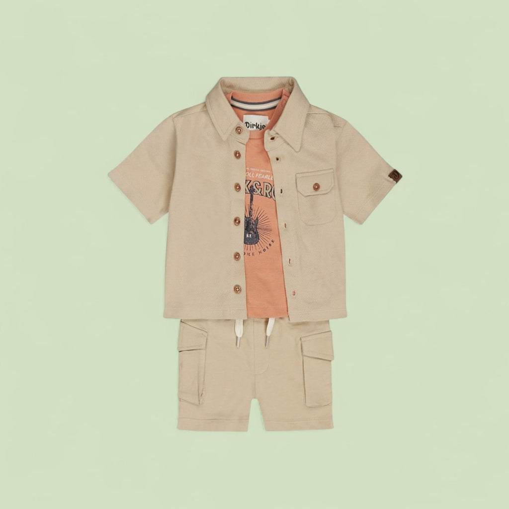 COMPLETO DIRKJE 3 PEZZI T-SHIRT+ CAMICIA+ PANTALONCINO