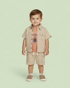 COMPLETO DIRKJE 3 PEZZI T-SHIRT+ CAMICIA+ PANTALONCINO