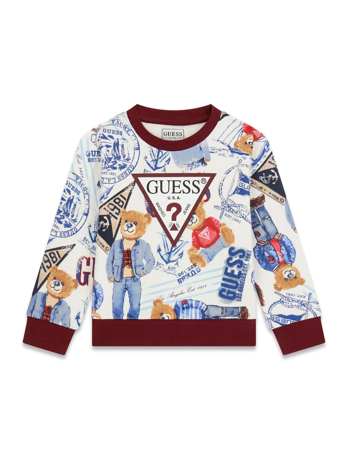 Felpa in Cotone con Orsetto e Logo Guess - Neonato